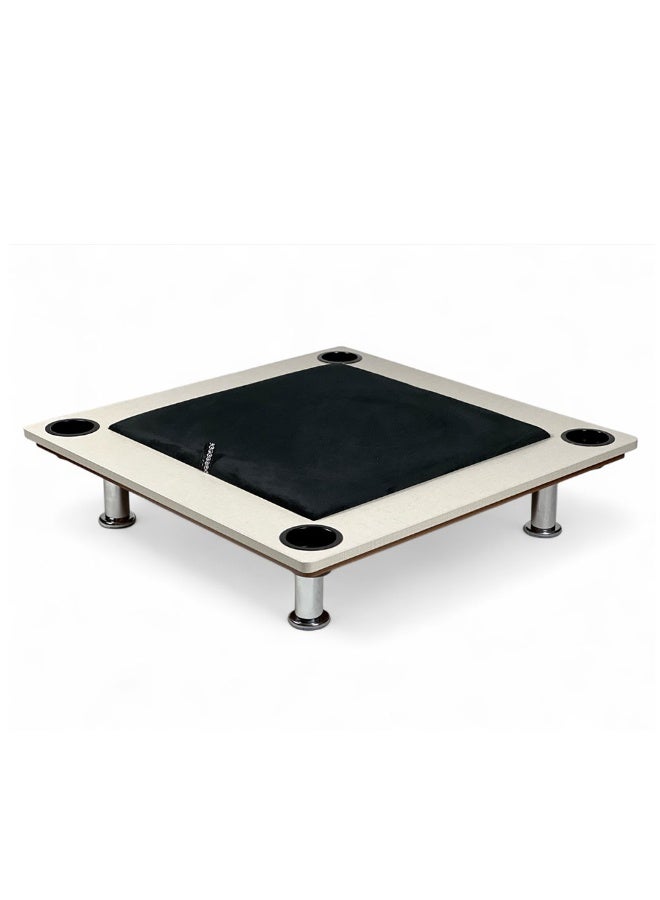 البدر طاولة لعب بلوت الخشبية 2 في 1 من البدر,  لعبة لوح خشبي جاكارو، طاولة بلوت خشبية متوسطة الحجم مع جاكارو، طاولة جاكارو مع كرات لعب وبطاقات لعب - Image 1